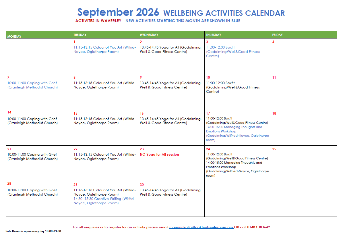September 2026 Wellbeing Activities Calendar for Waverly (screenshot of PDF) September 2026 Wellbeing Activities Calendar for Waverly (screenshot of PDF)